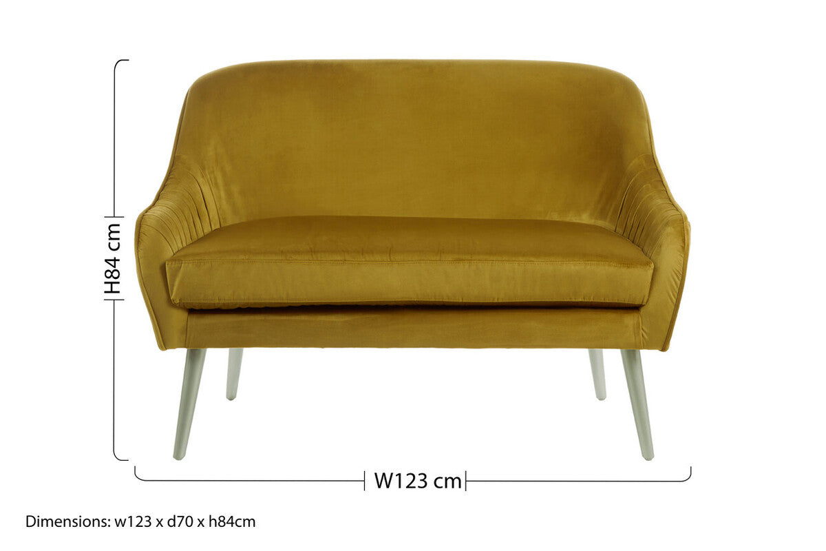 Louxor Mustard Velvet 2 Seater Sofa