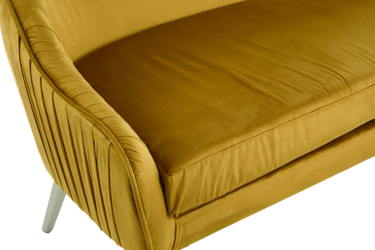 Louxor Mustard Velvet 2 Seater Sofa