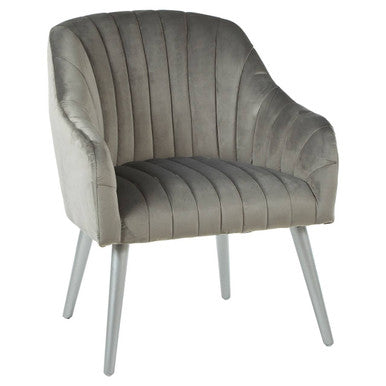 Louxor Grey Velvet Channel Tufted Chair