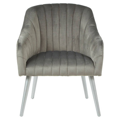 Louxor Grey Velvet Channel Tufted Chair