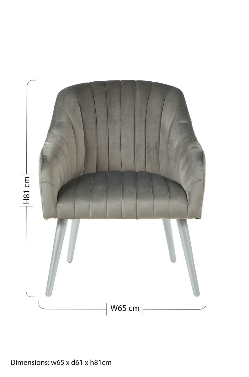 Louxor Grey Velvet Channel Tufted Chair