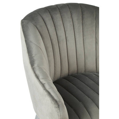Louxor Grey Velvet Channel Tufted Chair