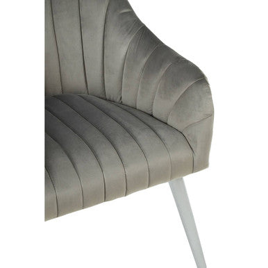 Louxor Grey Velvet Channel Tufted Chair