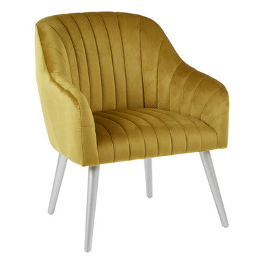 Louxor Mustard Velvet Channel Tufted Chair