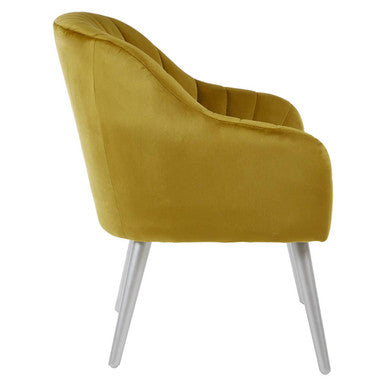 Louxor Mustard Velvet Channel Tufted Chair