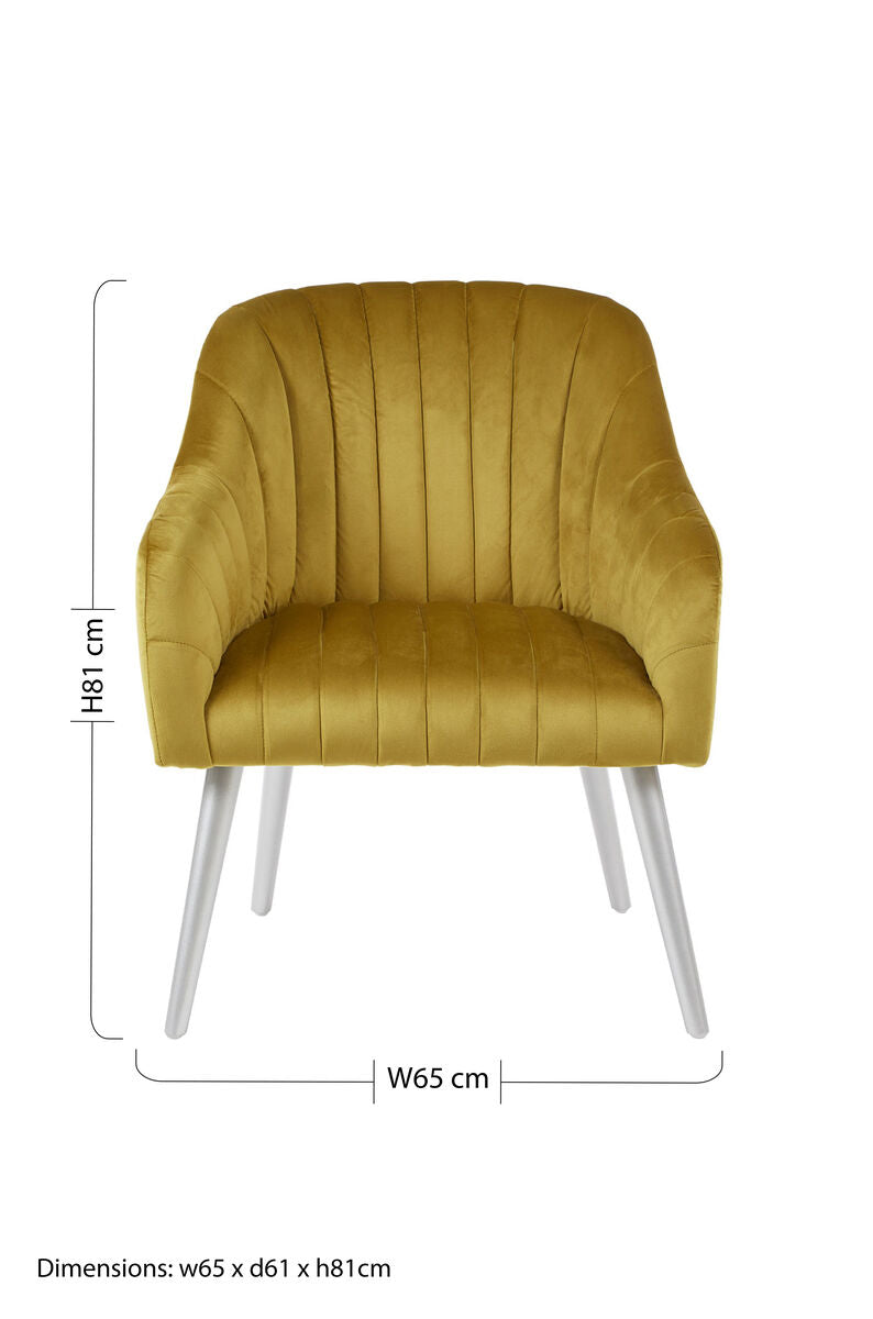 Louxor Mustard Velvet Channel Tufted Chair