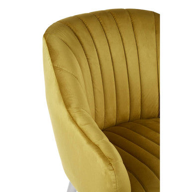 Louxor Mustard Velvet Channel Tufted Chair