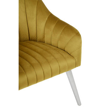 Louxor Mustard Velvet Channel Tufted Chair