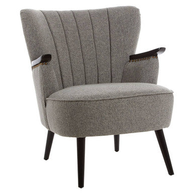Hampstead Grey Fabric Channel Tufted Armchair