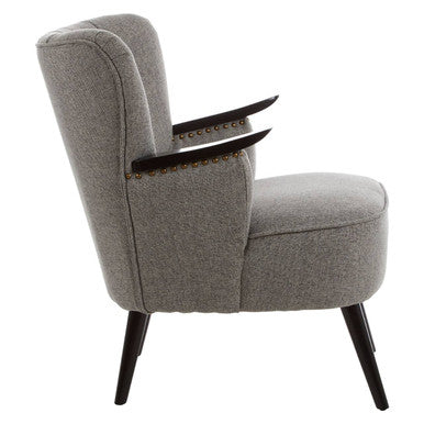 Hampstead Grey Fabric Channel Tufted Armchair