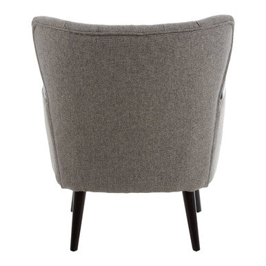 Hampstead Grey Fabric Channel Tufted Armchair