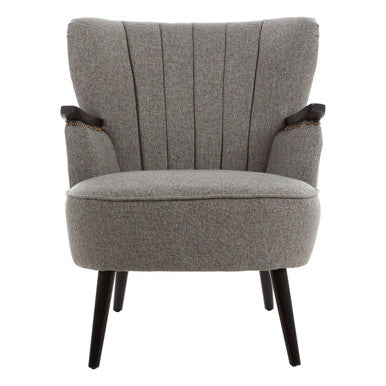Hampstead Grey Fabric Channel Tufted Armchair