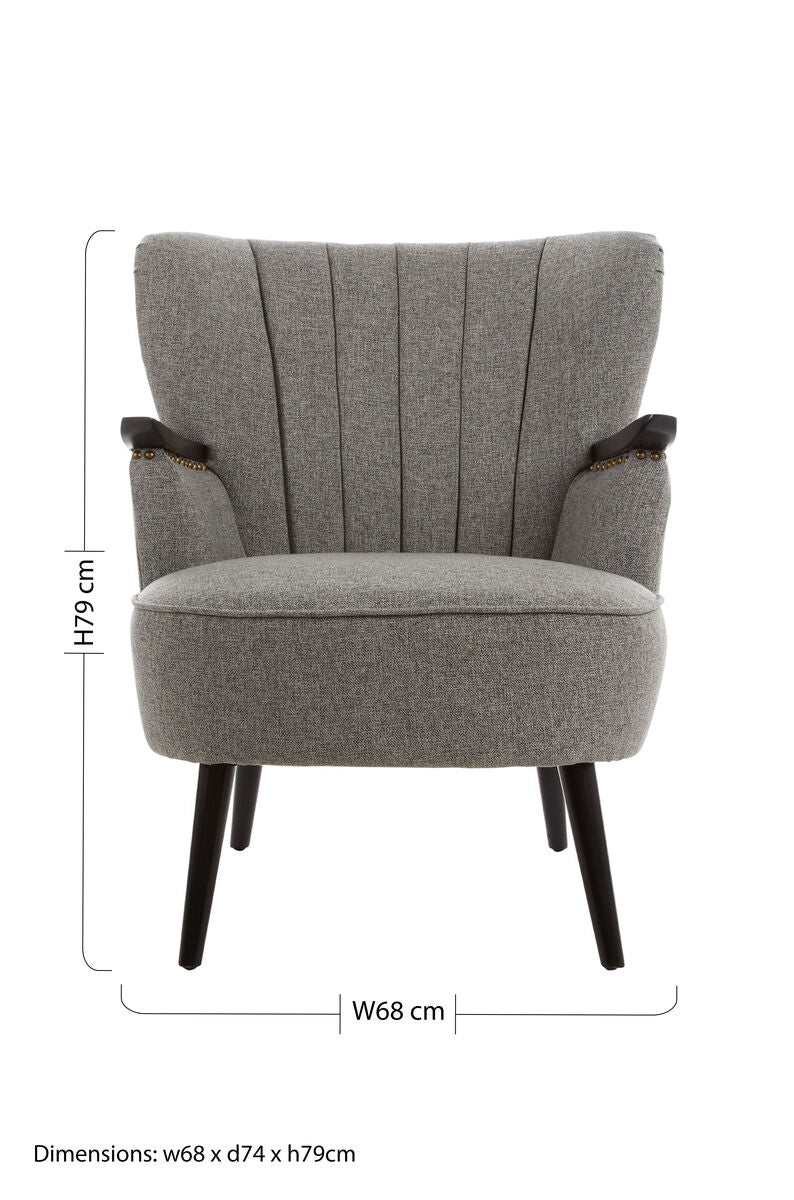 Hampstead Grey Fabric Channel Tufted Armchair