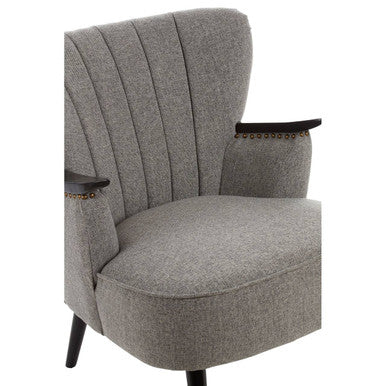 Hampstead Grey Fabric Channel Tufted Armchair