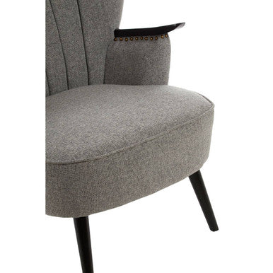 Hampstead Grey Fabric Channel Tufted Armchair
