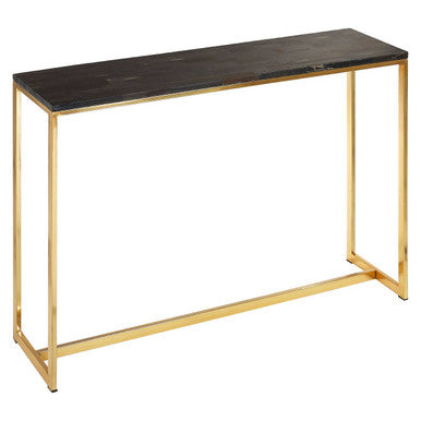 Relic Dark Petrified Wood and Brass Finish Console Table
