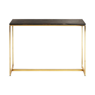 Relic Dark Petrified Wood and Brass Finish Console Table