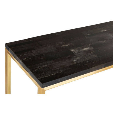 Relic Dark Petrified Wood and Brass Finish Console Table