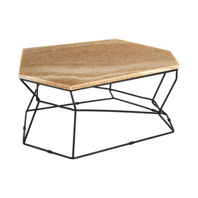 Relic Natural Onyx Stone and Black Finish Coffee Table