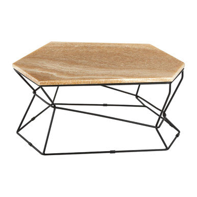 Relic Natural Onyx Stone and Black Finish Coffee Table