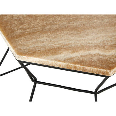 Relic Natural Onyx Stone and Black Finish Coffee Table