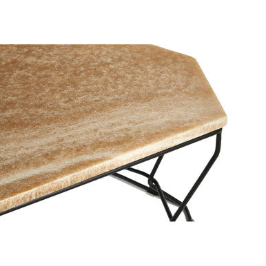 Relic Natural Onyx Stone and Black Finish Coffee Table