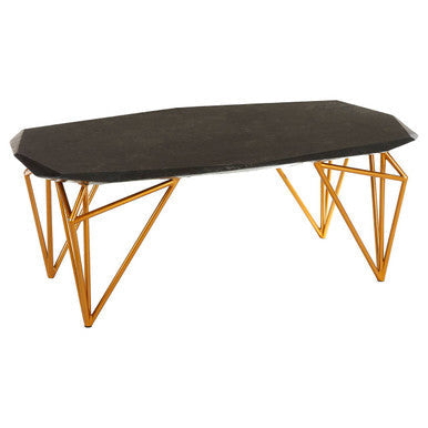 Relic Black Marble and Gold Finish Coffee Table