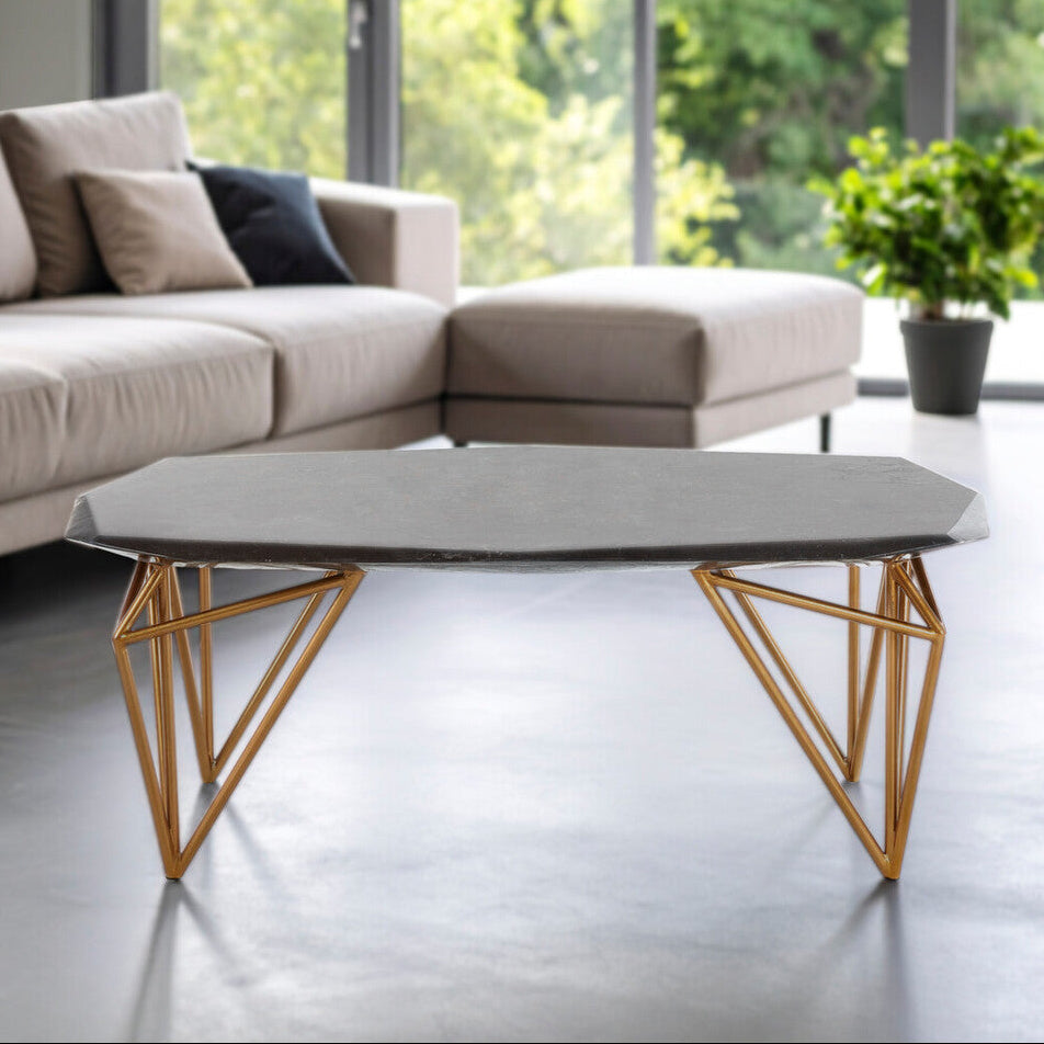 Relic Black Marble and Gold Finish Coffee Table