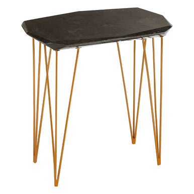 Relic Black Marble and Gold Finish Large Side Table