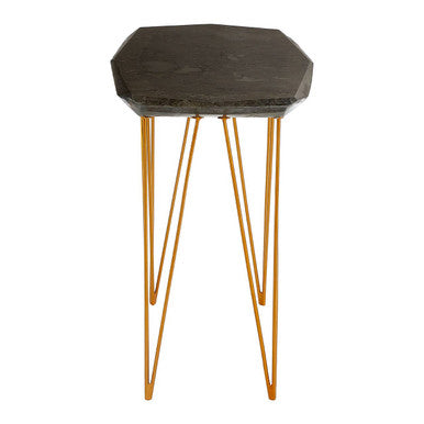 Relic Black Marble and Gold Finish Large Side Table