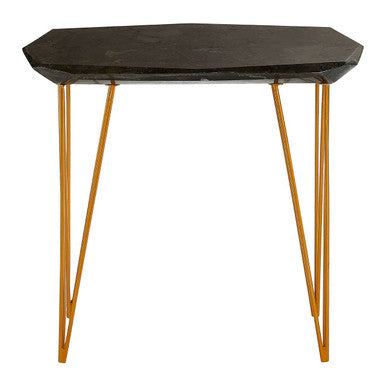 Relic Black Marble and Gold Finish Large Side Table