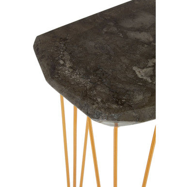 Relic Black Marble and Gold Finish Large Side Table