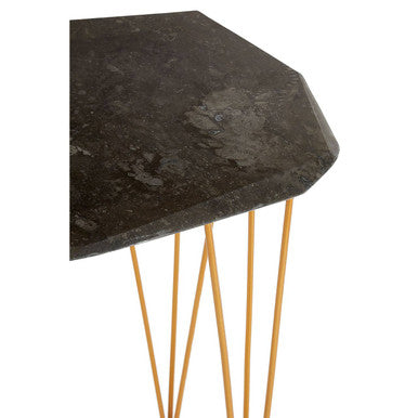Relic Black Marble and Gold Finish Large Side Table