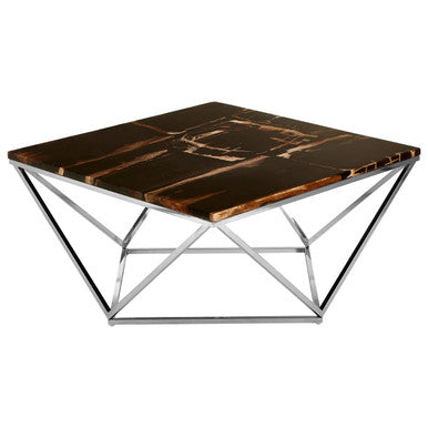 Relic Dark Petrified Wood and Silver Finish Coffee Table