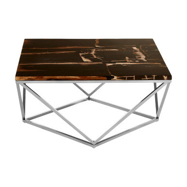 Relic Dark Petrified Wood and Silver Finish Coffee Table