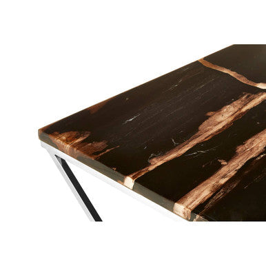 Relic Dark Petrified Wood and Silver Finish Coffee Table