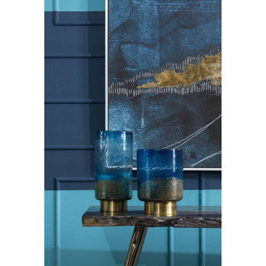 Relic Agate Stone and Brass Finish Console Table