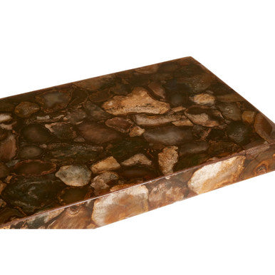 Relic Agate Stone and Brass Finish Console Table