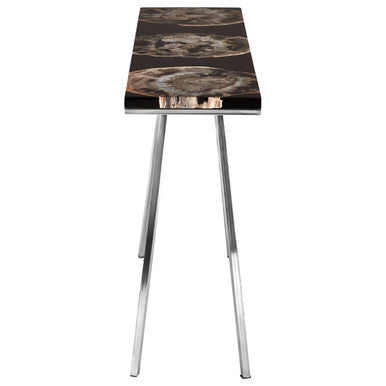 Relic Black Petrified Wood and Resin Console Table