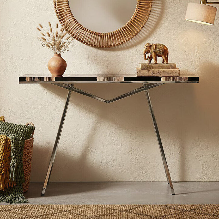 Relic Black Petrified Wood and Resin Console Table