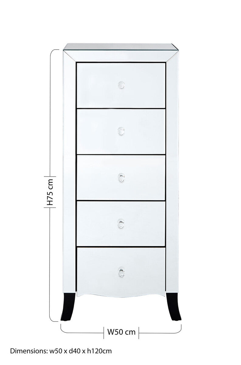 Graciela Mirrored 5 Drawer Chest