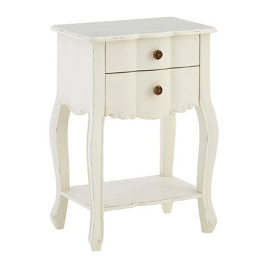 Loire White Wooden 2 Drawer Bedside Table