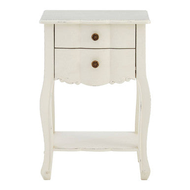 Loire White Wooden 2 Drawer Bedside Table
