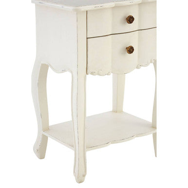 Loire White Wooden 2 Drawer Bedside Table