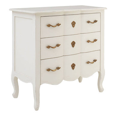 Loire White Wooden 3 Drawer Chest