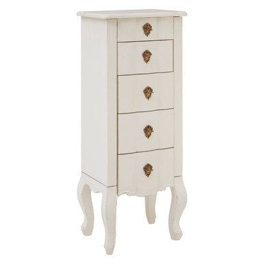 Loire White Wooden Small 5 Drawer Chest