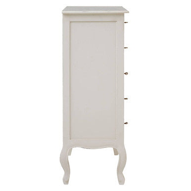 Loire White Wooden Large 5 Drawer Chest