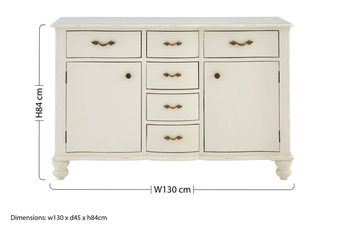 Loire White Wooden 2 Door and 6 Drawer Sideboard