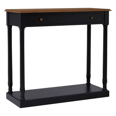 Loire Black and Natural Wood Top 1 Drawer Console Table