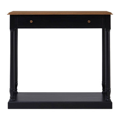 Loire Black and Natural Wood Top 1 Drawer Console Table